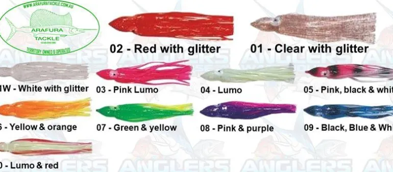 ARAFURA OCTOPUS SKIRTS 3.5 INCH - Red with glitter