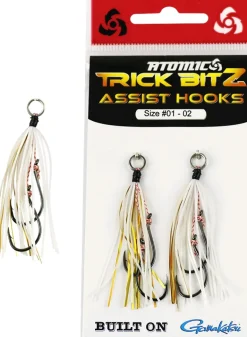 ATOMIC TRICK BITZ ASSIST HOOKS - WHITE/ GOLD - Size 4