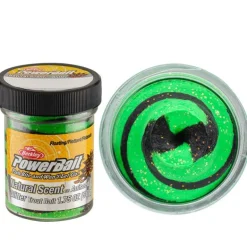 BERKLEY POWERBAIT NATURAL SCENT GLITTER TROUT BAIT DOUGH - Black & Spring Green (Aniseed)