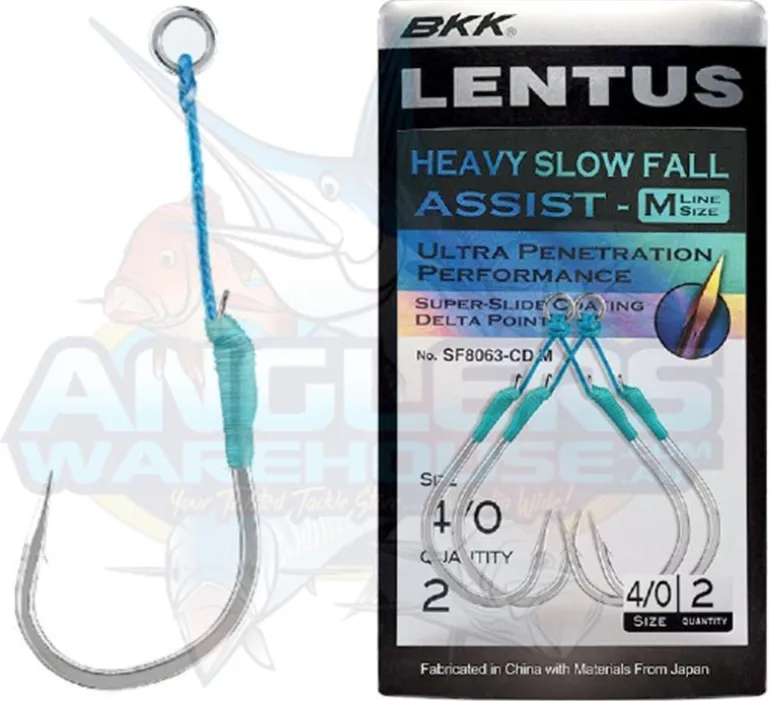 BKK LENTUS HEAVY SLOW FALL ASSIST HOOKS - M - 3/0 - Qty 2