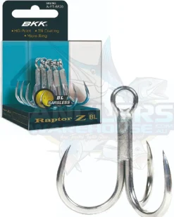 BKK RAPTOR Z BL BARBLESS TREBLE HOOKS - 5/0 - Qty 5