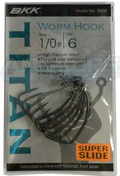 BKK TITAN WORM HOOKS 2/0 - Qty 5