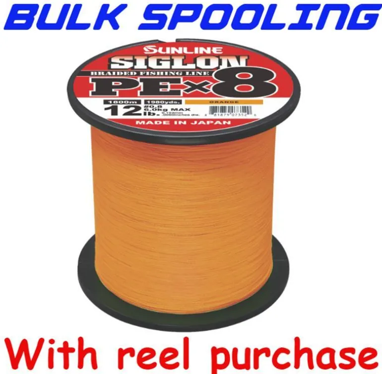 BULK SPOOL UP - SUNLINE SIGLON PEX8 BRAID LINE ORANGE - PER 150yds - 80lb
