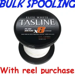 BULK SPOOL UP - TASLINE ELITE X8 PURE BRAID LINE WHITE - PER 100yds - 12lb - PE 0.6