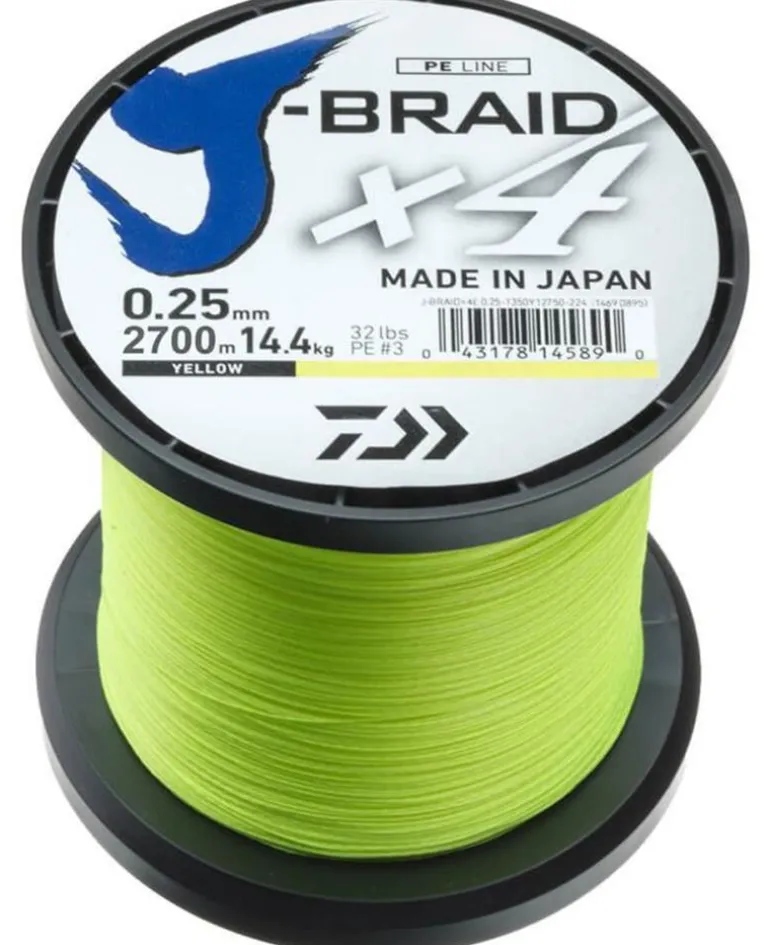 DAIWA J BRAID X4 BRAID LINE 2700m YELLOW - 4lb