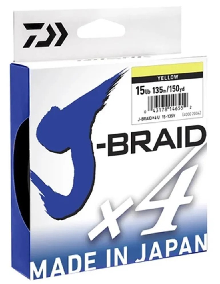 DAIWA J BRAID X4 BRAID LINE 135m YELLOW - 4lb