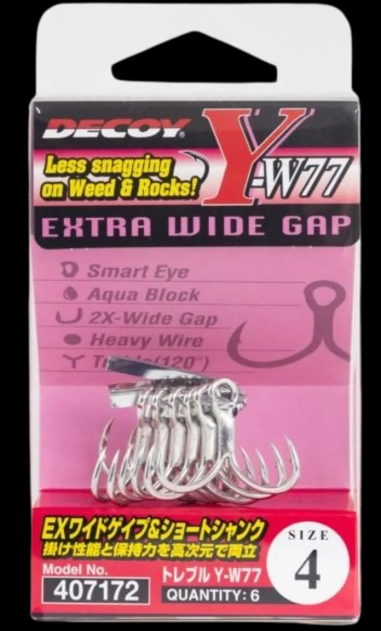 DECOY EXTRA WIDE GAP Y-W77 TREBLE HOOKS - 8 - Qty 6pcs