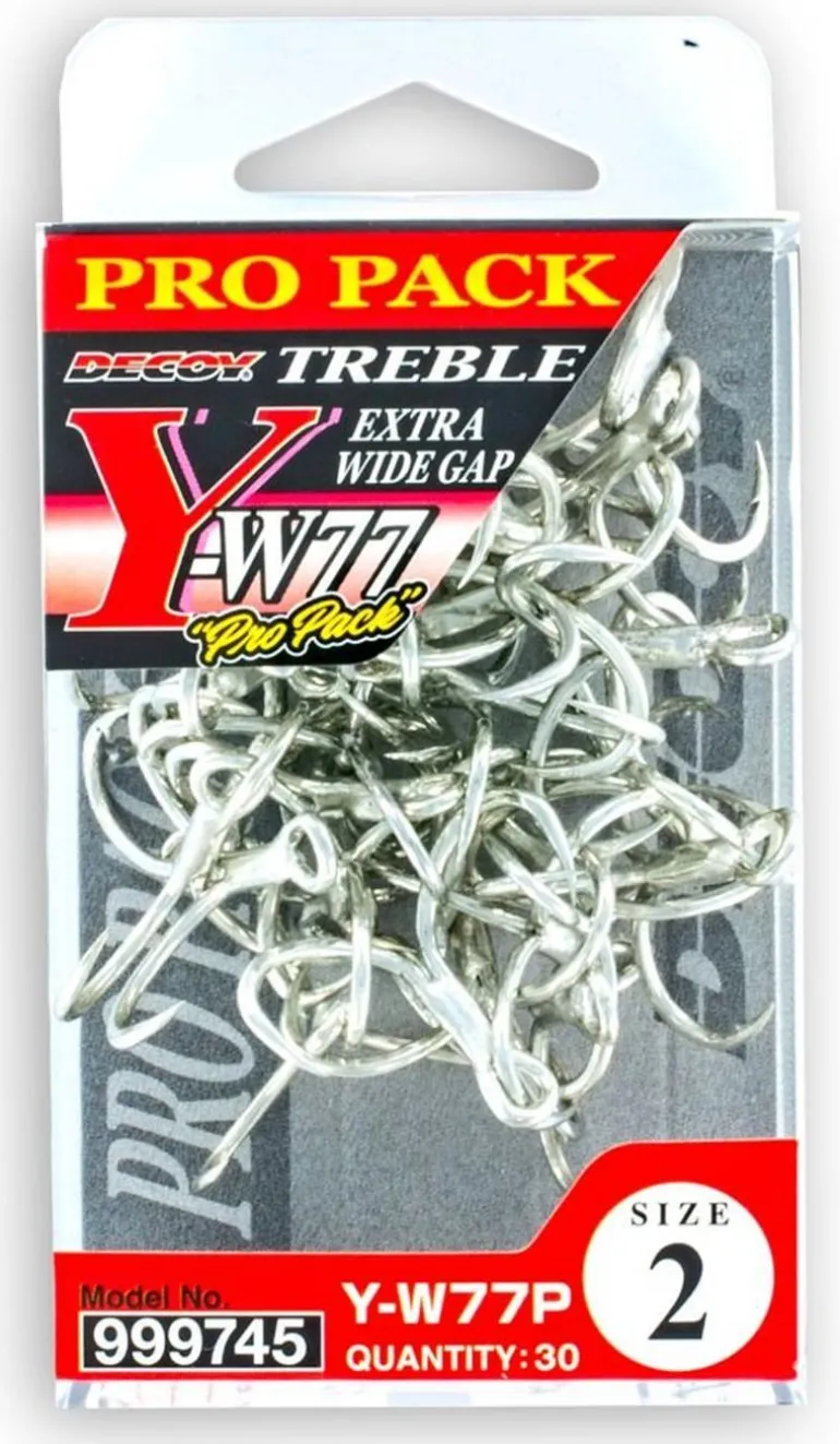 DECOY EXTRA WIDE GAP Y-W77 TREBLE HOOKS PRO PACK - 8 - Qty 38pcs