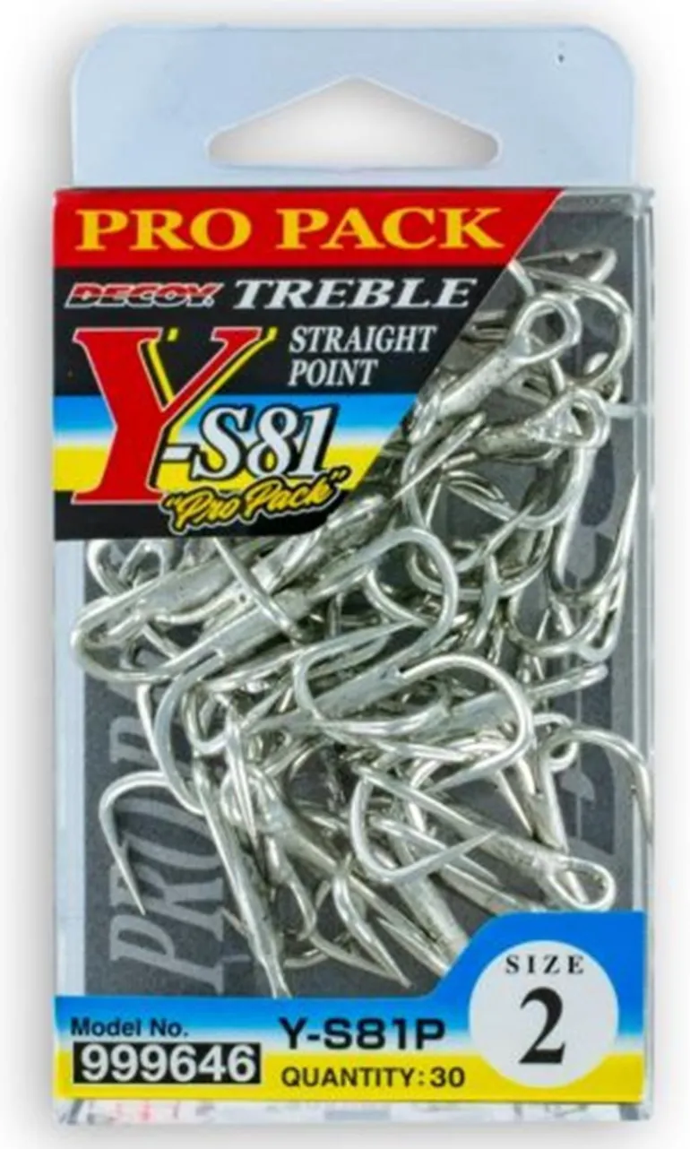 DECOY Y-S81 TREBLE HOOKS PRO PACK - 8 - Qty 38