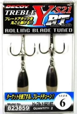 DECOY Y-S21BT ROLLING BLADE TREBLE HOOKS - 8 - Qty 2