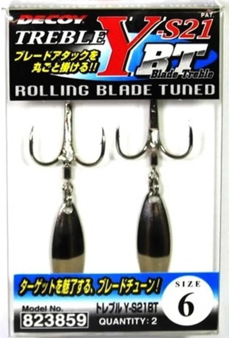 DECOY Y-S21BT ROLLING BLADE TREBLE HOOKS - 8 - Qty 2