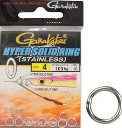 GAMAKATSU HYPER SOLID RINGS - Size 4 - Strength 100kg - Qty 10