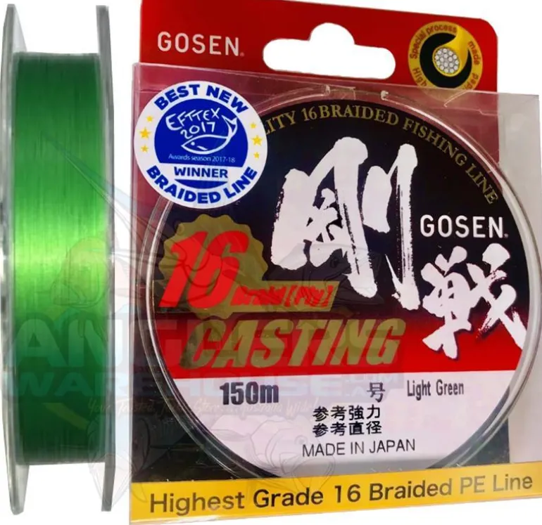 GOSEN 16 PLY CASTING BRAID LINE 150m GREEN - PE 0.8 - 20lb