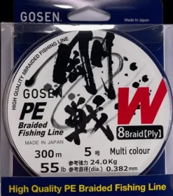 GOSEN 8 PLY VERSATILE BRAID LINE 300m MULTI COLOUR - PE 0.8 - 10lb