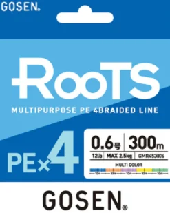 GOSEN ROOTS 4 PLY BRAID LINE 300m MULTI COLOUR - PE 0.4 - 8lb