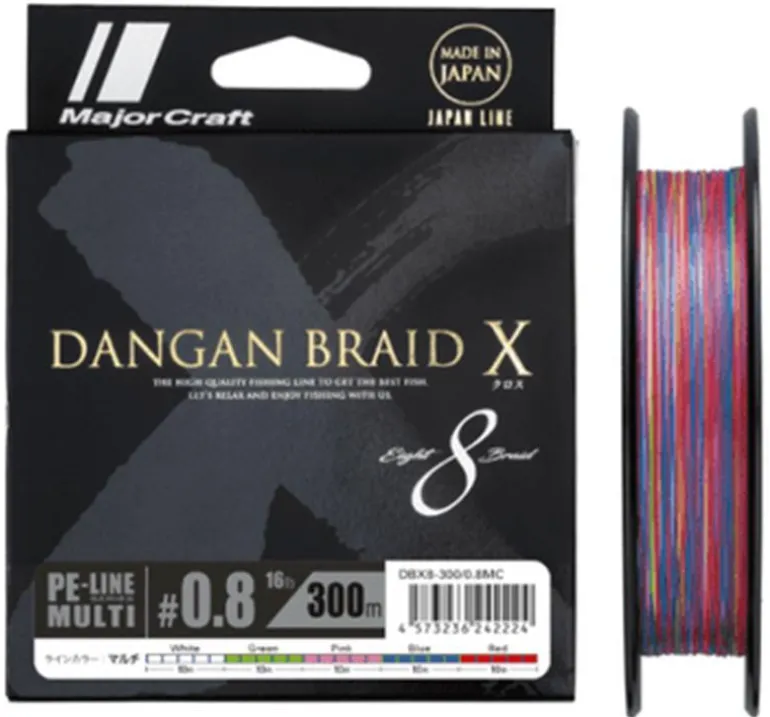 MAJORCRAFT DANGAN X BRAID LINE 300m MULTI COLOUR - PE 1 - 20lb