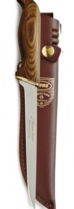 MARTTIINI PRESENTATION BROWN BIRCH HANDLE FILLETING KNIFE WITH SHEATH - 6 INCH