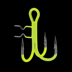 MIKADO JAWS VERTICAL TREBLE HOOKS UV YELLOW - 2/0