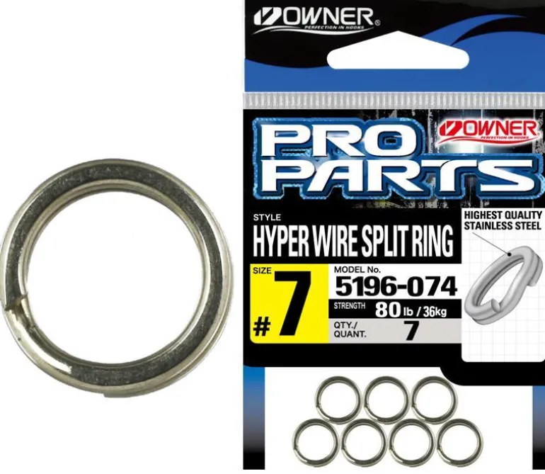 OWNER HYPER WIRE SPLIT RINGS - Size #3 - 46lb - Qty 11pcs