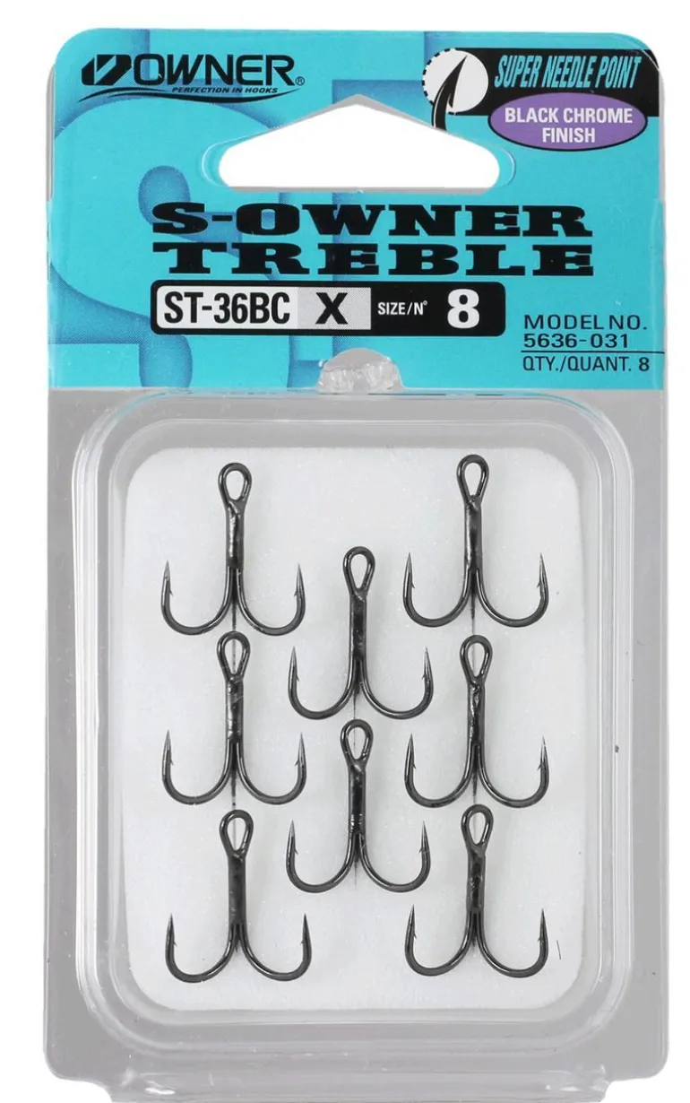 OWNER ST36BC TREBLE HOOKS - 18 - 8pcs