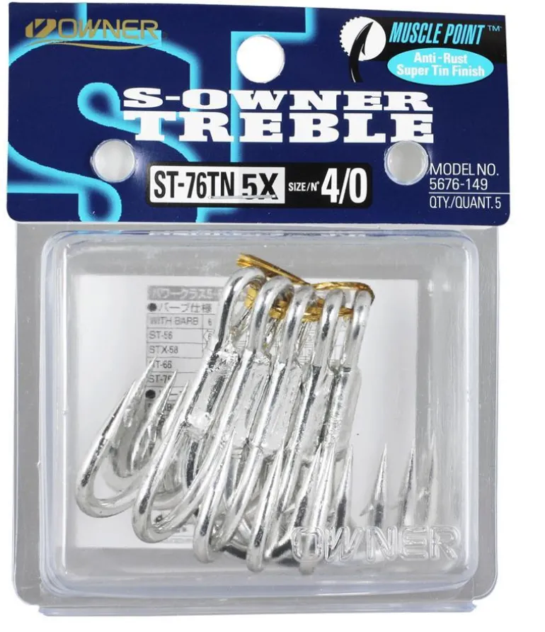 OWNER ST76TN TREBLE HOOKS - 3/0 - Qty 6