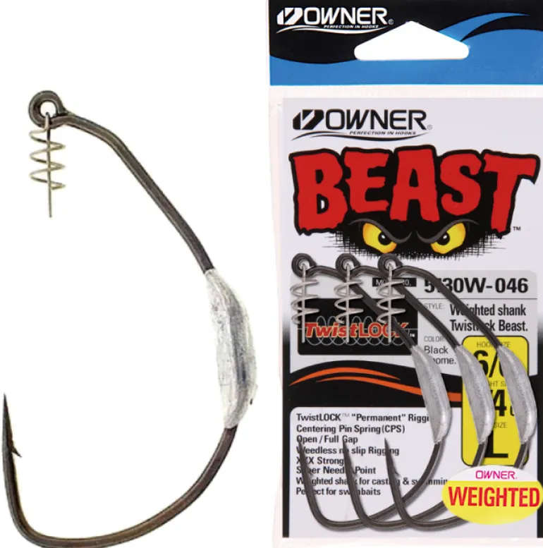OWNER 5130W WEIGHTED BEAST HOOKS 1/8oz - 4/0