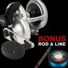PENN FATHOM II 30LD LEVER DRAG OVERHEAD REEL + BONUS ROD & LINE