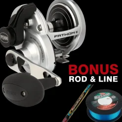 PENN FATHOM II 30LD LEVER DRAG OVERHEAD REEL + BONUS ROD & LINE
