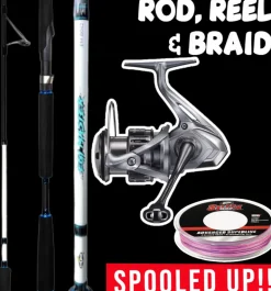 ROD REEL COMBO - SHIMANO NASCI FC 2500HG REEL, STORM EGI MASTER 7102 ROD & SUFIX 832 BRAID