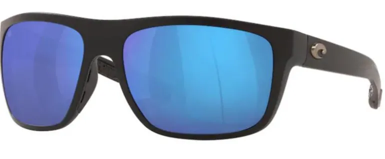 06S9021 COSTA BROADBILL 580G GLASS POLARIZED SUNGLASSES - Frame: Matte Black/ Lens: Blue Mirror