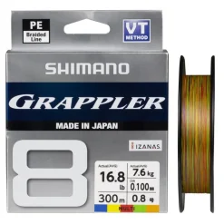 SHIMANO GRAPPLER 8 BRAID LINE 300m MULTI COLOUR - PE 0.8 - 16.8lb