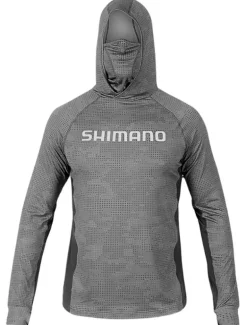 SHIMANO HOODED LONG SLEEVE TECH TEE GREY DOT CAMO - Small