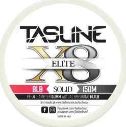 TASLINE ELITE X8 PURE BRAID 150m WHITE - 8lb - PE 0.4