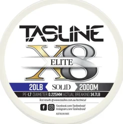 TASLINE ELITE X8 PURE BRAID 2000m WHITE - 20lb - PE 1.7