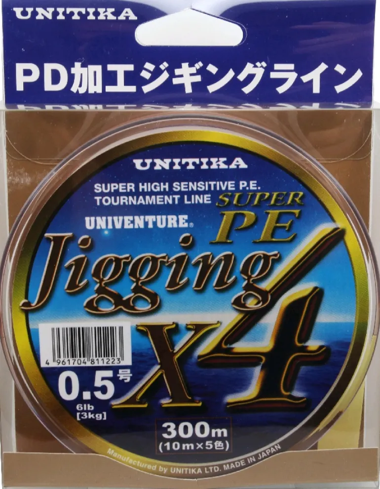 UNITIKA UNIVENTURE JIGGING X4 BRAID LINE 300m PE 1.5 - 18LB