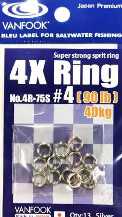 VANFOOK 4R-75S 4X SPLIT RINGS - #1 - 30lb - Qty 22