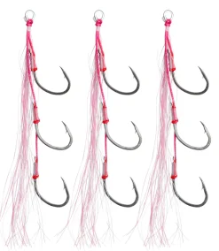 VEXED FLASHY TRIPLE BAIT ASSIST HOOKS 5/0 - Pink Glow