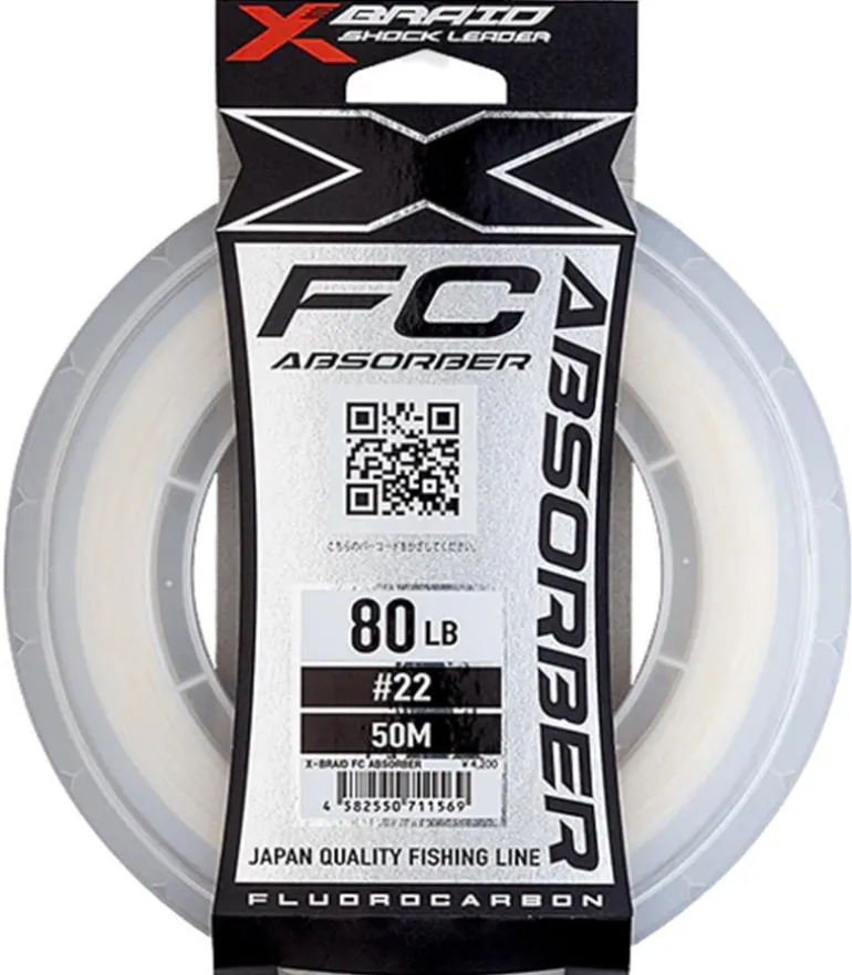 YGK X-BRAID FC ABSORBER FLUOROCARBON LINE 50m - 80lb