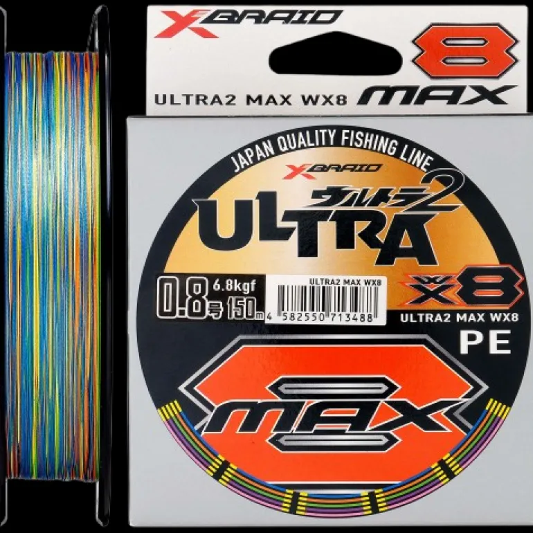 YGK X-BRAID ULTRA2 MAX WX8 BRAID LINE 150m MULTI - PE 0.6 - 12lb